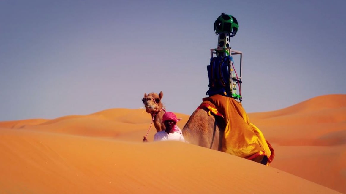 Google Stret View pustynia Liwa wielbłąd