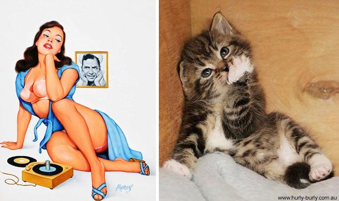 funny-cats-vintage-pin-up-girls-4