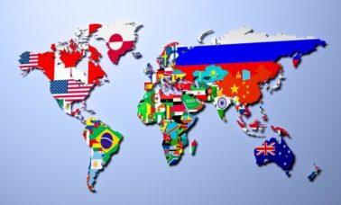 mapa świata z flagami państw
