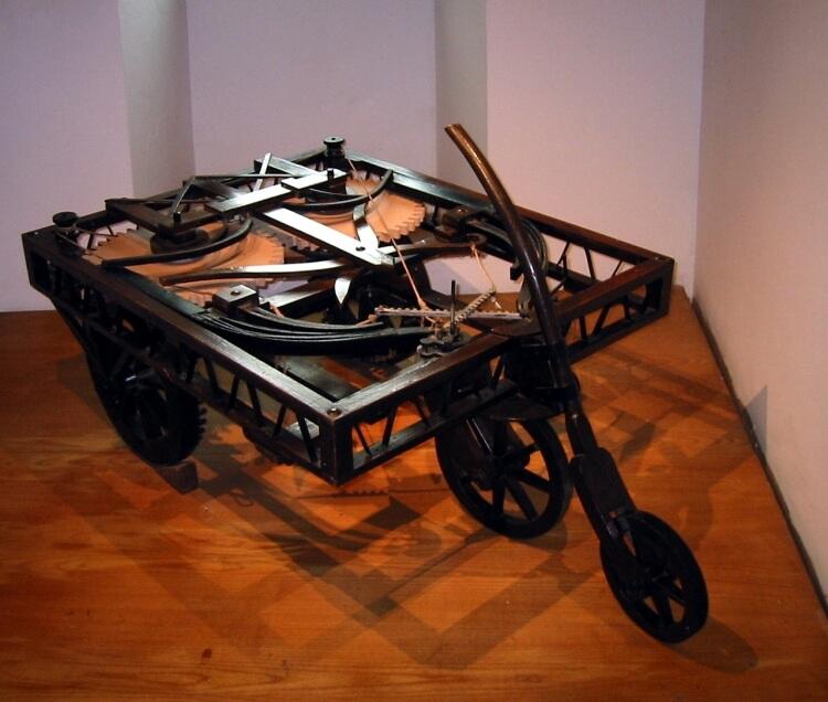 replika samochodu zaprojektowanego przez Leonardo da Vinci