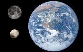 Wielkość Plutona na tle Księżyca i Ziemi